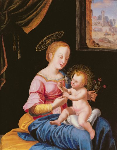 Vergine e Bambino con la Fuga in Egitto da Flemish School