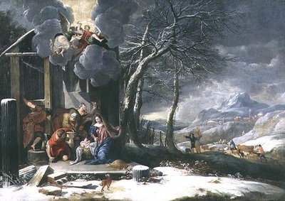 Paesaggio Invernale con Natività da Flemish School