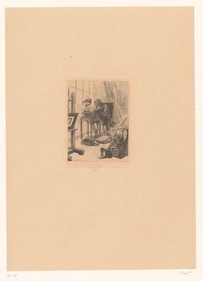 Vecchio che legge in uno studio da Félicien Rops (signed by artist)