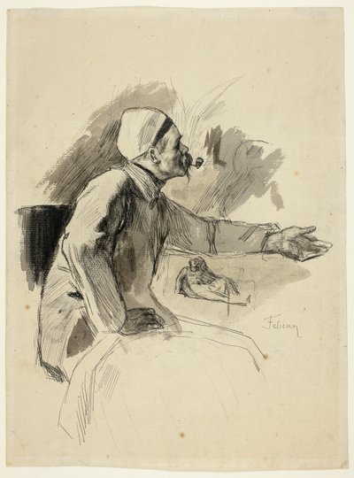 Uomo seduto con braccio sinistro esteso da Félicien Rops