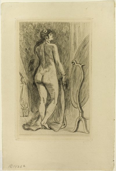 Donna in piedi con una pelliccia da Félicien Rops