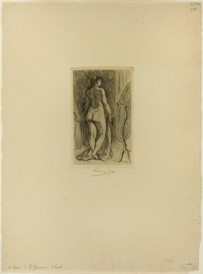 Donna in Piedi con una Pelliccia da Félicien Rops