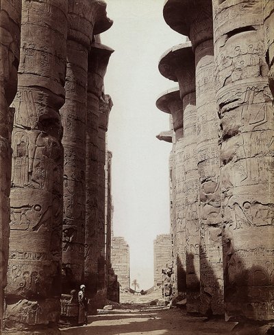 Colonne della sala ipostila del Grande Tempio di Amon-Ra a Karnak, Egitto da Félix Bonfils