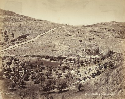 Veduta panoramica della Valle del Cedron o Giosafat, alla periferia di Gerusalemme da Félix Bonfils