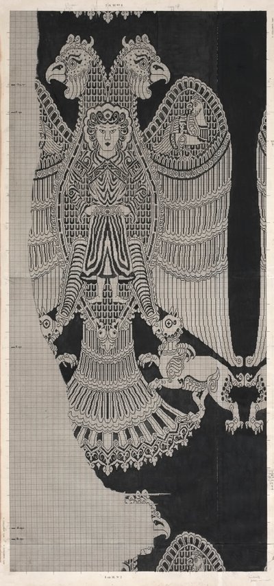 Disegno schematico di seta Buyid (1962.264) da Félix Guichert