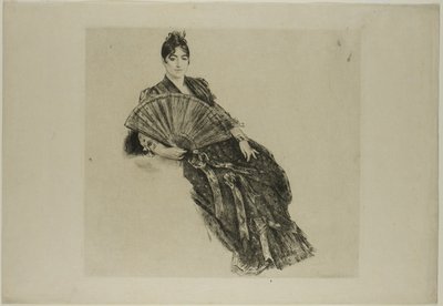 Donna con ventaglio da Félix Henri Bracquemond