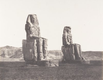 Gournah Tebe, Colossi Quello di Destra, Detto di Memnone, 1851-52, stampato 1853-54 da Félix Teynard