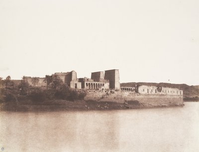 Ile de Fileh Philæ, vista generale presa da nord-ovest al punto A, 1851-52 da Félix Teynard