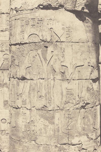 Karnak Tebe, Palazzo--Sala ipostila--Colonnato centrale--Decorazione di un fusto, 1853 da Félix Teynard