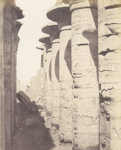 Karnak Tebe, Palazzo - Sala Ipostila - Colonnato Centrale Vista del ..., 1851-52, stampato 1853-54 da Félix Teynard