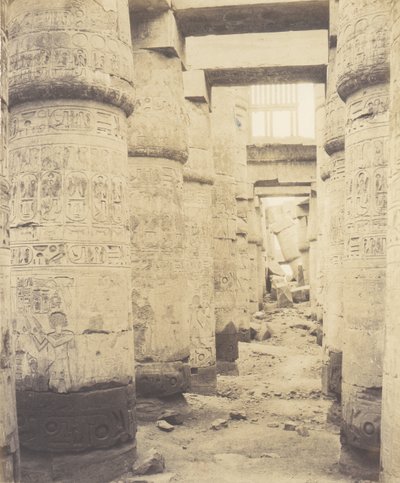 Karnak Tebe, Palazzo - Sala Ipostila - Finestra e Capitelli da Félix Teynard