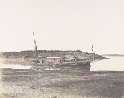 Louksor, Piccolo Braccio del Nilo - Barca di Viaggiatori da Félix Teynard