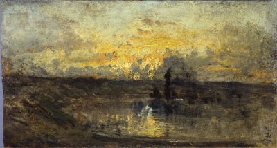 Curva del fiume (fronte); tre studi (retro), tra il 1850 e il 1860 da Félix Ziem