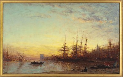 Il porto di Marsiglia al tramonto, tra il 1890 e il 1895 da Félix Ziem