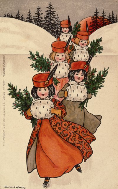 Cinque bambine con manicotti da Florence Hardy