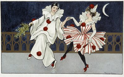 Pierrot e Colombina danzano al chiaro di luna da Florence Hardy