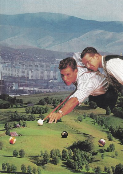 Biliardo con buoni amici, 2020 (collage) da Florent Bodart