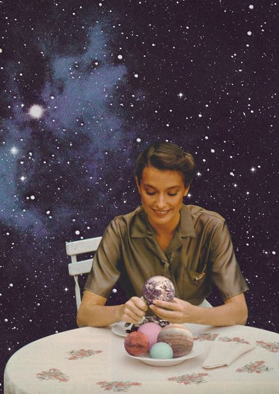 Donna che Pela la Terra, 2020 (collage) da Florent Bodart