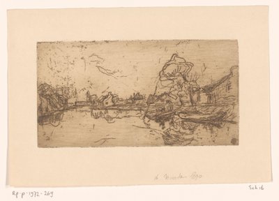 Vista del fiume con figure in una barca da Floris Verster