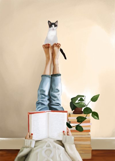 Un gatto che legge, tutto tranquillo da Flow Line