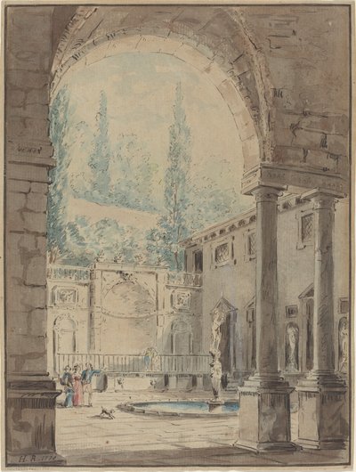 Cortile della Villa Pliniana da Follower of Hubert Robert
