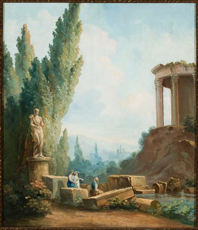 Paesaggio con le rovine del Tempio della Sibilla a Tivoli da Follower of Hubert Robert