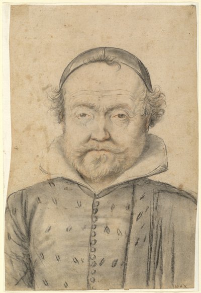 Ritratto di un uomo barbuto in farsetto e berretto da Follower of Lagneau