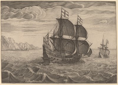 Nave a Vela con Due Bandiere da Follower of Pieter Bruegel the Elder