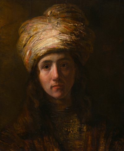 Giovane uomo con turbante da Follower of Rembrandt van Rijn