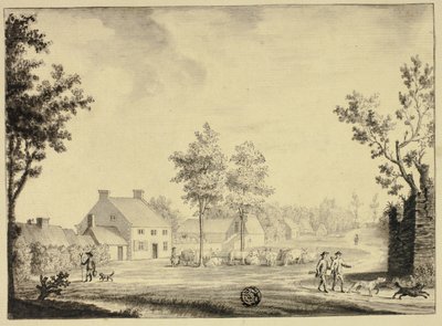 Cacciatori e mandria di bovini fuori dalla tenuta di campagna da Follower of Samuel Hieronymus Grimm
