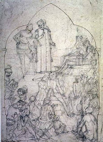 Chaucer alla corte di Edoardo III - Studio, 1845 da Ford Madox Brown