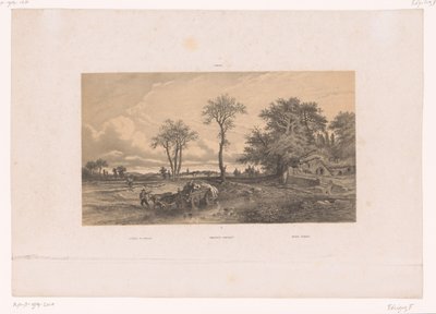 Carro contadino con buoi in un paesaggio ungherese (serie Figuren in een landschap) da Fortuné Ferogio