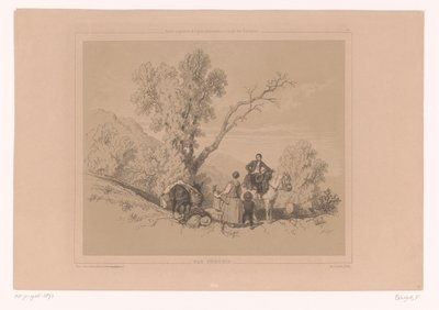 Famiglia in riposo durante un viaggio in un paesaggio montano da Fortuné Ferogio
