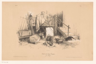 Stalla con asino, gatto e topo (Studies met twee soorten krijt) da Fortuné Ferogio