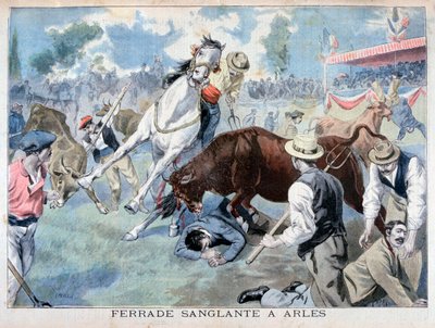 Incidente durante una corrida, Arles, Francia, 1898 da Fortuné Méaulle