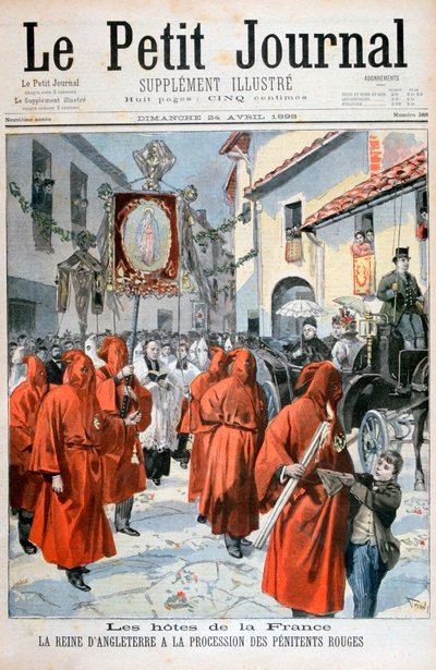 La regina Vittoria osserva la processione dei penitenti rossi, 1898 da Fortuné Méaulle