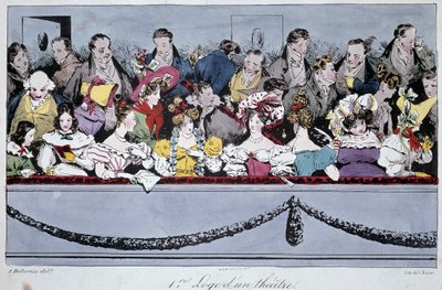 La prima loggia di un teatro nel XIX secolo - litografia da Fortune (after) Delarue