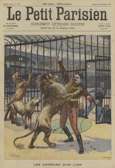 Un domatore di leoni attaccato da uno dei suoi animali da Fortune Louis Meaulle
