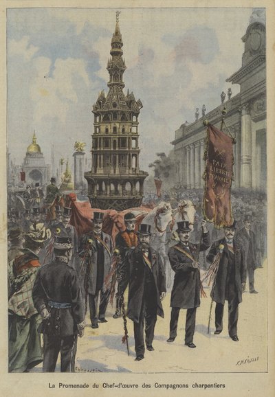 Processione del capolavoro della Compagnia dei Falegnami da Fortune Louis Meaulle