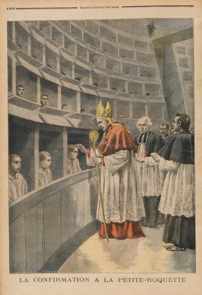 Confermazione religiosa nella prigione di La Petite Roquette, da Le Petit Journal, 1 novembre 1896 da Fortune Louis Meaulle