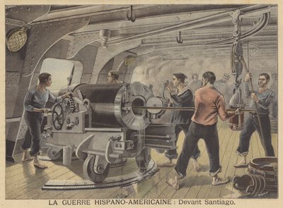 La guerra ispano-americana: a bordo di una nave da guerra al largo di Santiago de Cuba da Fortune Louis Meaulle