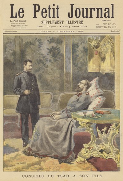 Lo zar morente Alessandro III di Russia che dà consigli a suo figlio da Fortune Louis Meaulle