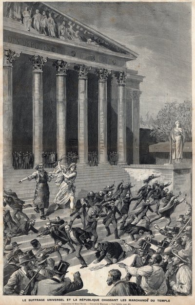 Suffragio Universale e la Repubblica che scaccia i mercanti dal Tempio - allegoria sul seguito dell