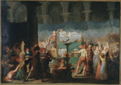 Funerali di Marat, alla chiesa dei Cordeliers, il 15 e 16 luglio 1793, circa 1793 da Fougeat (attr. to)