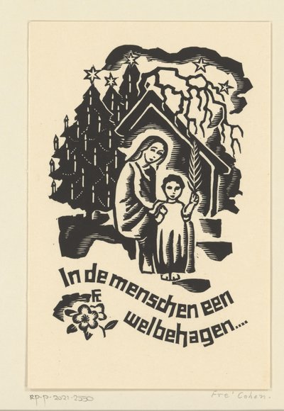 Cartolina di Natale per il 1933 di Bernard W.M. Ottevanger da Fré Cohen