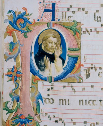 Un santo domenicano. Miniatura illustrata in un Messale (c. 9, verso) da Fra  Angelico