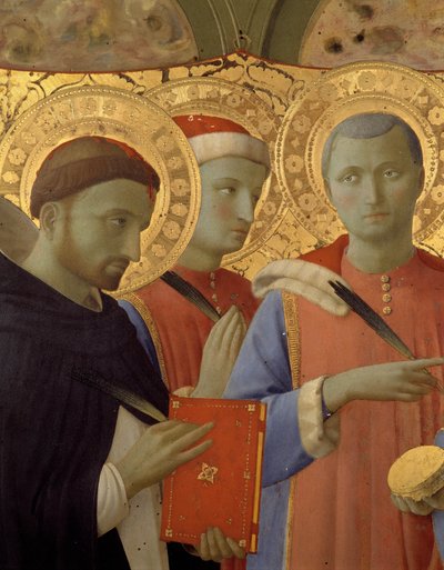 Dettaglio del polittico di Annalena: Ritratti di San Pietro Martire, San Cosimo e San Damiano da Fra  Angelico