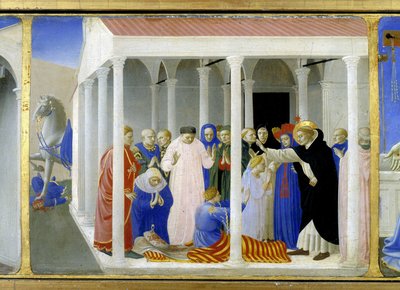 Santa Domenica (1170 - 1221) resuscita Napoleone Orsini, la parte inferiore (la predella) della 