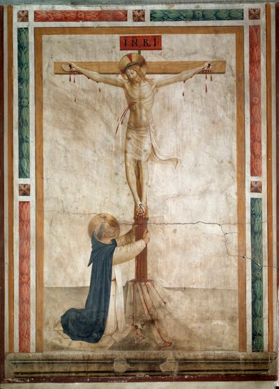 San Domenico ai piedi del crocifisso (affresco) da Fra  Angelico
