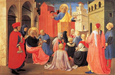 San Pietro Predica il Vangelo a San Marco, dettaglio dalla Predella del Tabernacolo dei Tessitori di Lino da Fra (c.1387 1455) Angelico